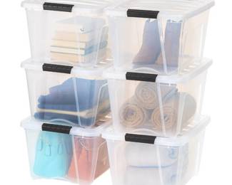 Iris USA 32 Qt Stackable Plastic Storage Bins with Lids, 6 Pack