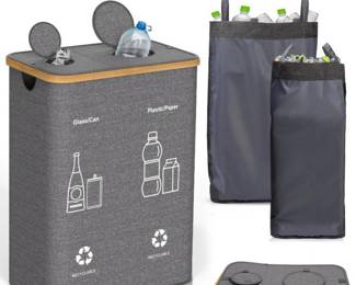 Hotoiq Fabric Recycling Bin, Recycling Bin for Kitchen Home, Gray