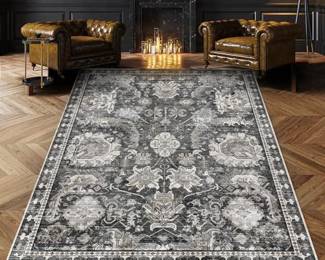 RUGSURE Washable Area Rug (Grey, 8 x 10 Ft)