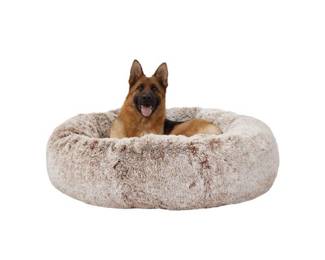 Bedfolks Calming Donut Dog Bed, 45 Inches Round (Brown, Extra Large)