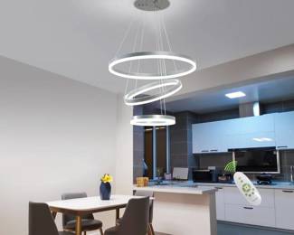 Modern LED Chandelier With 3 Rings, Black