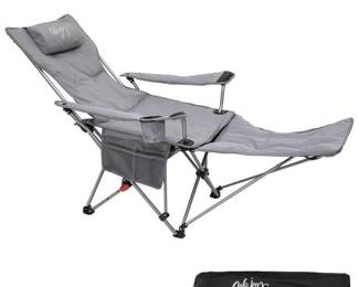 WEJOY 2-in-1 Camping Chair Reclining, Lightweight Folding Camping Chair with Adjustable Backrest & Footrest