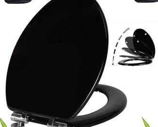 Angel Shield Toilet Seat, Elongated, Black