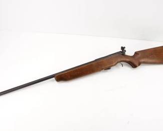 Make: Wards
Model: Western Field 46 D
Caliber: .22 S/L/LR
Action: Bolt
Barrel: 24
Bore: Shiny
Serial # NSN
Condition: Broken
w/ mag peep sight missing trigger guard.