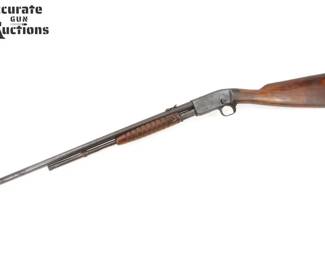 Make: Remington
Model: Model 12
Caliber: .22 S/L/LR
Action: Pump
Barrel: 18
Bore: Shiny
Serial # 617433
Condition: Very Good
The Remington Model 12 is a slide-action takedown rifle designed by John Pedersen and produced by the Remington Arms Company from 1909 to 1936. Chambered in .22 this rifle is in very good condition, showing normal signs of use and wear. 