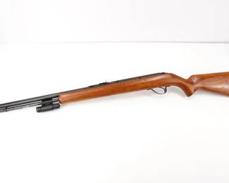 Make: Savage Arms
Model: Springfield Model 187S
Caliber: .22 LR
Action: Semi
Barrel: 20
Bore: Shiny
Serial # A409623
Condition: Good
This is a Savage-Springfield Model 187S, a semi auto rifle chambered in 22 long rifle. The 187 was originally produced from 1938-41 then re-introduced in 1968. Features a 20” barrel full tube magazine and a laser sight. This rifle is in good condition showing signs of use and wear.
