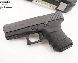 Make: Glock
Model: 29
Caliber: 10 mm
Action: Semi
Barrel: 3.5
Bore: Shiny
Serial # BGSA766
Condition: Very Good
Importer: Glock Inc
The model 29 is an abbreviated version of the model 20 10mm pistol. Trimmed up and reduced to fit in a CCW holster of your choice, but still bring the 10mm Stopping power. This pistol features a 3.5” barrel, Night sights and is sold with 1 mag and factory case. Factory case is missing a locking tab. This pistol remains in very good condition showing normal signs of use and wear.