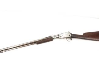Make: Winchester
Model: 1906
Caliber: .22 S/L/LR
Action: Pump
Barrel: 20
Bore: Dark
Serial # 405408B
Condition: Good
The Winchester Model 1906 was a .22 caliber slide-action takedown rifle manufactured by the Winchester Repeating Arms Company from 1906-1932 with a total production of 729,305 built. This rifle is in good shape showing normal signs of use and wear. 