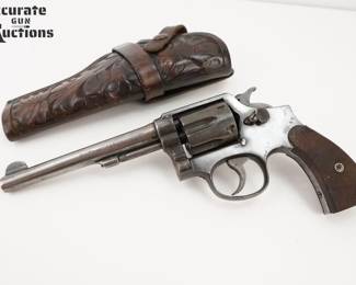 Make: Smith & Wesson
Model: M&P
Caliber: .38 SPL
Action: DA
Barrel: 6
Bore: Shiny
Serial # S909258
Condition: Good
The Smith & Wesson M&P Bodyguard 38 is a 5-shot, +P rated, double-action revolver chambered in . 38 Special. The revolver employs an aluminum cylinder frame with an integrated barrel/ejector rod shroud, and the cylinder is made of PVD-coated stainless steel. This revolver has a 6" barrel comes with a holster signs of wear and tear