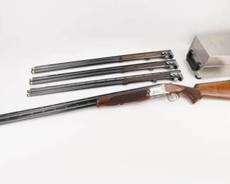 Make: Browning
Model: Citori Sporting Clays
Caliber: Edition Multi Caliber
Action: Break
Barrel: 33
Bore: Shiny
Serial # 0241CC2011
Condition: Great
Importer: NVI
A Very Limited Run. This Browning Citori Sporting Clays Edition is a Must Have for Every Shotgun Collector. Unique accented gold engraving is the stand-out feature of this beautiful sporting clays shotgun. Features a Graco Adjustable Comb, ported barrels with vented top and side ribs, Invector-DS extended chokes and beautiful gloss-oil finish Grade V/VI walnut stock. Made in japan/ Miroku, 12 GA 33" barrels with U2 INV+ choked, 20GA 32.5" barrel with F M chokes, 28GA 32.5" barrels M M chokes and A .410 GA 32.5 barrels with SK M chokes. Comes with Ultra Lite Americase 40x8x6.5 with wheels. This Shotgun remains in great condition showing normal signs of use and wear.