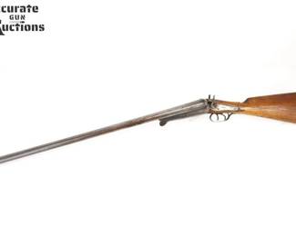 Make: Richards
Model: SBS
Caliber: 12 GA
Action: Break
Barrel: 32
Bore: Dark
Serial # NSN
Condition: Very Good
This is an antique exposed hammer side-by-side double-barrel LeFaucheux style bottom-lever shotgun, with 32 inch 12 gauge Belgian barrels. Stock appears to have been repaired. This Shotgun remains in very good condition showing normal signs of use and wear.