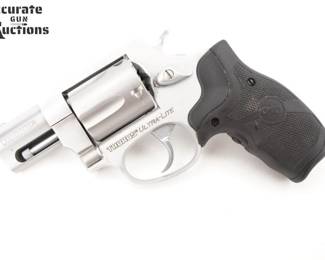 Make: Taurus
Model: Ultralight
Caliber: .38 SPL
Action: DA
Barrel: 2
Bore: Frosty
Serial # CS71740
Condition: Very Good
Importer: Taurus Int Mfg
The two-inch 856 Ultra Lite picks up where the old Colt Agent left off. All 856 Models have a fixed rear sight milled into the top of the frame. The notch is square with depth and width scaled for a small carry revolver. This Revolver Features Crimson Trace Grips and remains in Very Good condition, Shows normal signs of use and wear.