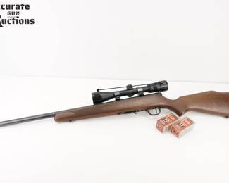 Make: Savage
Model: 93R17
Caliber: .17 HMR
Action: Bolt
Barrel: 22
Bore: Bright
Serial # 1701991
Condition: Excellent
The 93 F and 93R17 F offer versatility with a 21-inch carbon steel barrel, AccuTrigger, 5 round magazine and rugged synthetic stock for plinking or hunting. Chambered in .17 HMR and sold with a mounted scope and two boxes of ammo, this rifle is in very good condition, showing minimal signs of use and wear.