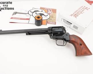 Make: Heritage MFG
Model: Rough Rider
Caliber: .22 LR
Action: SA
Barrel: 9
Bore: Bright
Serial # 1BH745429
Condition: Excellent
The Heritage MFG Rough Rider is a versatile and reliable single-action revolver renowned for its classic design and exceptional craftsmanship. Chambered in .22 LR, this firearm features a 6-round capacity and a 9” barrel, delivering precision and accuracy. Its alloy frame and cocobolo grips contribute to a balanced and comfortable shooting experience. Comes with an Additional WMR cylinder and Original box.. This revolver is in excellent condition showing normal signs of use and wear. 