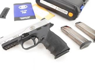 Make: FN
Model: FNS-9
Caliber: 9MM
Action: Semi
Barrel: 4
Bore: Bright
Serial # GKU0041783
Condition: Excellent
Carry confidence with the FNS-9. This handgun is designed to be snag-free for better concealment and a faster draw. The FNS-9 is a medium-sized 9mm striker-fired pistol with a 17-round magazine capacity.This pistol is sold with 3 17 rnd mags and factory box. This Pistol Excellent condition, showing normal signs of use and wear.