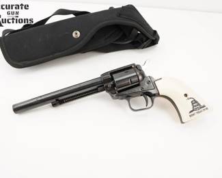 Make: Heritage MFG
Model: Rough Rider
Caliber: .22 LR
Action: SA
Barrel: 6.5
Bore: Shiny
Serial # 3PH027174
Condition: Very Good
The Heritage MFG Rough Rider is a versatile and reliable single-action revolver renowned for its classic design and exceptional craftsmanship. Chambered in .22 LR, this firearm features a 6-round capacity and a 6.5” barrel, delivering precision and accuracy. Its alloy frame and cocobolo grips contribute to a balanced and comfortable shooting experience. This revolver is in Very Good condition showing normal signs of use and wear. 