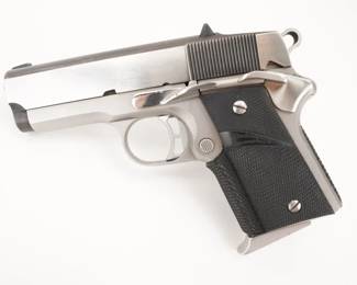 Make: New Detonics
Model: MK VI
Caliber: .45
Action: Semi
Barrel: 3.3
Bore: Shiny
Serial # CR21473
Condition: Great
The Detonics Combat Master was the first really small and compact 1911-pattern pistol to be produced in significant numbers. Law enforcement fell in love with it immediately due to its diminutive size and quality. It received “star quality” when Don Johnson as Sonny Crockett in Miami Vice was seen carrying one in a leg holster on the show. Chambered in .45 this pistol is in very good condition, showing normal signs of use and wear.