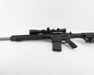 Make: Falkor Defense
Model: FD-10A
Caliber: 6mm Creedmor
Action: Semi
Barrel: 24.5
Bore: Shiny
Serial # 419
Condition: Excellent
Country: 2973
This Falkor Defense FD-10A is an ambidextrous rifle with a full billet upper and lower. This firearm is in excellent condition and features Draco’s straight jacket 18in barrel, strike industries forward assist, JP Precision silent captured recoil spring, titanium take down pins, and a Burris xtr II 4-20x50 scope.