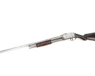 Make: Spencer Bannerman
Model: Pump
Caliber: 12 GA
Action: Pump
Barrel: 30
Bore: Shiny
Serial # 8917
Condition: Good
Most shotgun enthusiasts think John Moses Browning’s Winchester 1893 was the first pump shotgun. But it was Christopher Miner Spencer, an engineer that also built the Union Army a seven-shot repeating rifle that helped win the Civil War, who built the first pump. Spencer was granted a patent in 1882 for his repeater, which he manufactured in Windsor, Connecticut. It’s an interesting gun that one prominent museum curator called a “Rube Goldberg invention. This Shotgun features a 30” Damascus Barrel. This Shotgun Remains in Good condition for its age. The Forend grip shows a crack, This shotgun mechanically functions as it should.