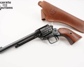 Make: Heritage
Model: Rough Rider
Caliber: .22.MAG
Action: SA
Barrel: 6.5
Bore: Shiny
Serial # C86571
Condition: Very Good
The Heritage MFG Rough Rider is a versatile and reliable single-action revolver renowned for its classic design and exceptional craftsmanship. Chambered in .22 LR, this firearm features a 6-round capacity and a 6.5” barrel, delivering precision and accuracy. Its alloy frame and cocobolo grips contribute to a balanced and comfortable shooting experience. Sold with holster. This revolver is in Very Good condition showing normal signs of use and wear.