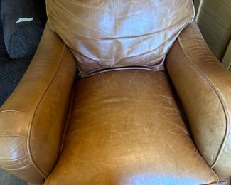 Leather chair with matching ottoman 