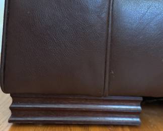 Pair of Chocolate Brown Leather Upholstered John Widdicomb Club Chairs in the Style of Jean-Michel Frank. Each Measures 36" W x 38" D with 17" Seat Height. Photo 3 of 4.