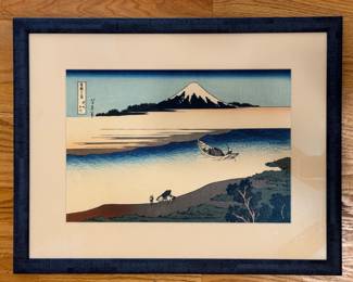 "Tama River in Musashi Province" Woodblock Print, Katsushika Hokusai. Photo 1 of 2.