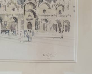 Watercolor of Saint Mark's Basilica in Venice. Photo 2 of 2.