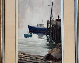 "Silhouette in Blue," Nova Scotia. Oil on Canvas. Measures 12" x 18". Photo 1 of 2.