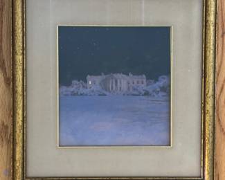 Painting of White House to Sir Andrew Davis from President and Mrs Reagan. Photo 1 of 2.
