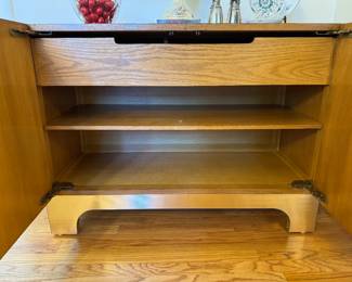 1970s Burl Front Cabinet With Olympic Torch Face Plates. Measures 42" W x 18" D x 31" H. Photo 2 of 3.