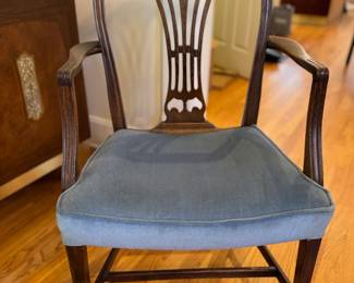 Set of 8 Antique Hepplewhite Dining Chairs Circa 1775. Restored with Original Products Sourced From Harrods. Sourced From Betty Mason Classic Country Antiques. Set Includes 2 Arm & 6 Side Chairs. Photo 1 of 9.