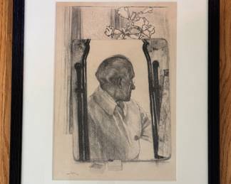 Self Portrait, Charcoal on Paper. Singed in Pencil by Artist, John Copley (1875 - 1950). Photo 1 of 2.