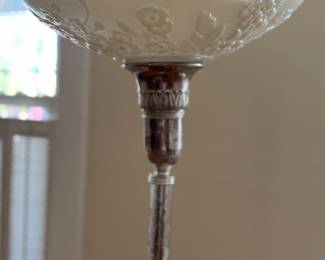 Etched Glass Touchier Floor Lamp with Glass Shade. Photo 2 of 4.