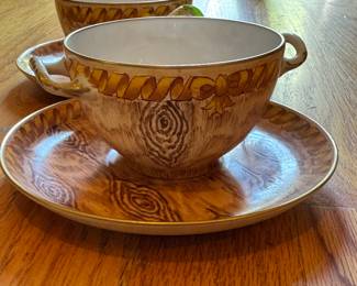 Tiffany & Co Hand-Painted Private Stock Faux Bois Cream Soups - 2 Available. Set Also Includes 2 Dinner / Salad Plates. Photo 1 of 2.