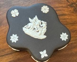 Wedgwood Black Jasperware Lidded Jar. Photo 2 of 3.