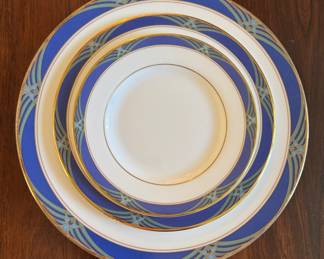 Royal Doulton "Regalia" Bone China. Set Includes - 12 Dinner, 12 Salad, 12 Bread & Butter, 12 Cream Soup Bowls, 5 Tea Cups & Saucer, 5 Coffee Cups & Saucers, 8 Fruit / Cereal Bowls, & 3 Serving Pieces. Photo 1 of 5.