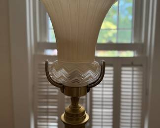 Art Deco Glass Shade Torchiere Floor Lamp. Photo 2 of 3.