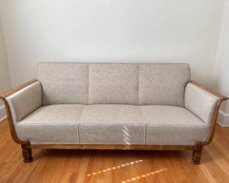 Art Deco Scandinavian Birch Sofa by Carl Malmsten for David Blomberg. Measures 73" W x 30" D. Photo 1 of 7.