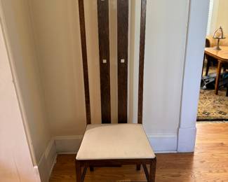 Pair of Arts & Crafts High Back Chairs In The Style of Charles Rennie Mackintosh. Each Measures 18" W x 15" D x 60". Photo 1 of 4.