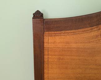 Antique French Louis XVI Style Crotch Maple & Walnut Full Double Size Bed Frame and Beauty Rest Mattress. Photo 4 of 4.