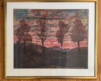 "Four Trees," Lithograph. Egon Shiele. Photo 1 of 2.