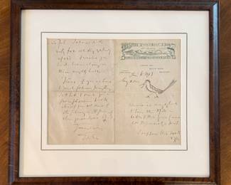 Double-Sided Framed Letter from Worcestershire Philharmonic Society. Photo 1 of 2.