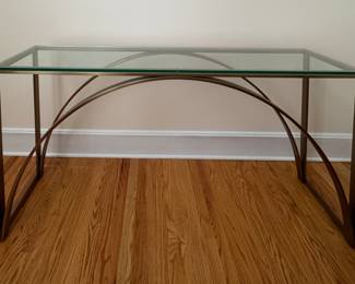 Mid-Century Metal & Glass Console. Measures 52" W x 14" D x 32" H. Photo 1 of 3.