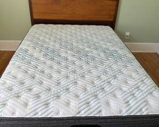 Antique French Louis XVI Style Crotch Maple & Walnut Full Double Size Bed Frame and Beauty Rest Mattress. Photo 1 of 4.