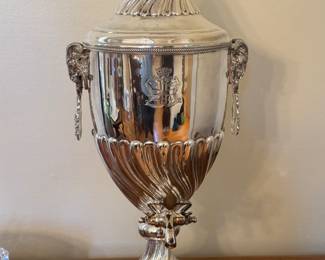 English Silver Plate Tea Urn Circa 1880s.