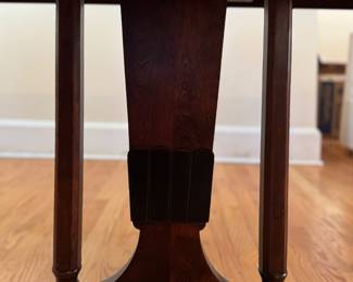 Vintage Walnut Extension Dining Table. Measures 42" W x 78" L x 30" H with 26" Clearance. Extends to 94" L with 16" Leaf. Photo 4 of 5.