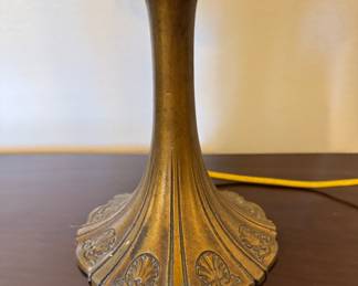 Art Deco Table Lamp with Bent Slag Glass Shade, France, 1930-1939. Photo 2 of 2.