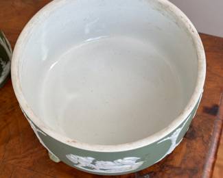 Wedgwood Green & White Jasperware Footed Bowl. Photo 2 of 2.