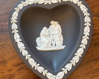Wedgwood Black Jasperware Heart Shape Pin Dish. Photo 1 of 2.